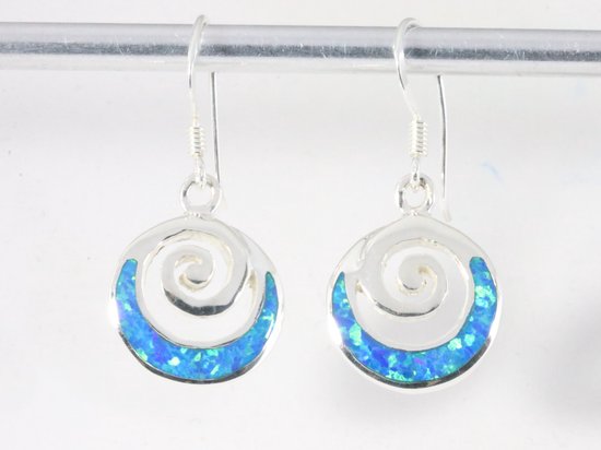 Hoogglans zilveren oorbellen met Australische opaal afbeelding 4