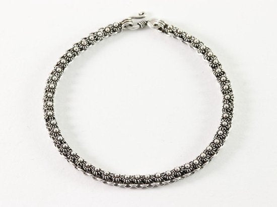 Fijne bewerkte zilveren schakelarmband afbeelding 1