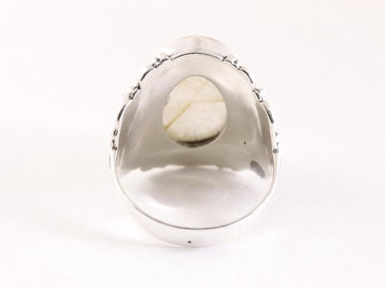 Bewerkte zilveren ring met gouden rutielkwarts afbeelding 3