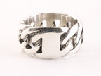 Zware zilveren ring met gourmet schakels afbeelding 2