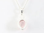 Bewerkte zilveren hanger met rozenkwarts aan ketting afbeelding 3