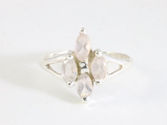 Fijne zilveren ring met rozenkwarts afbeelding 4