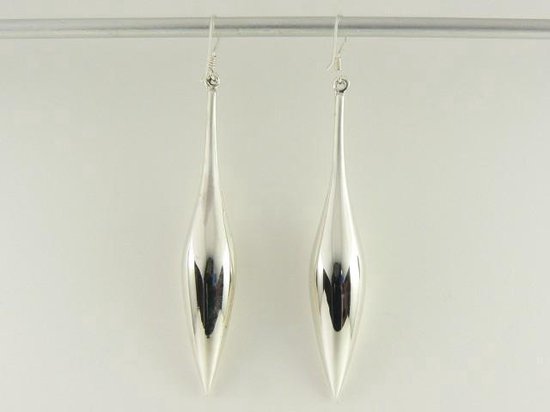 Lange zilveren pegeloorbellen afbeelding 2