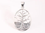 Opengewerkte ovale zilveren hanger met levensboom afbeelding 4