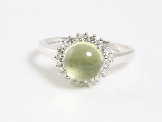 Ronde hoogglans zilveren ring met lemon kwarts en witte topaas - maat 18 afbeelding 4