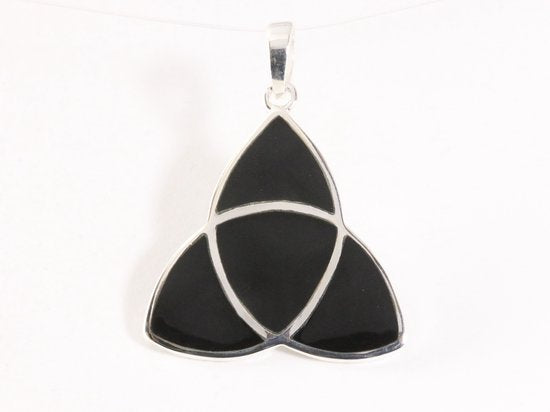 Zilveren triquetra hanger met onyx afbeelding 1