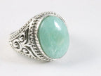 Zware bewerkte zilveren ring met groene amazoniet afbeelding 1