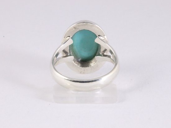 Bewerkte zilveren ring met turkoois afbeelding 3