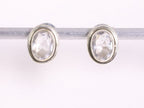 Fijne ovale zilveren oorstekers met bergkristal afbeelding 1