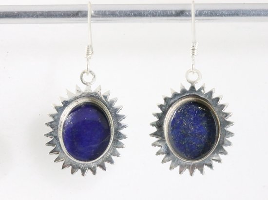 Bewerkte zilveren oorbellen met lapis lazuli afbeelding 3
