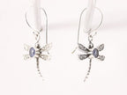 Fijne zilveren libelle oorbellen met blauwe saffier afbeelding 2