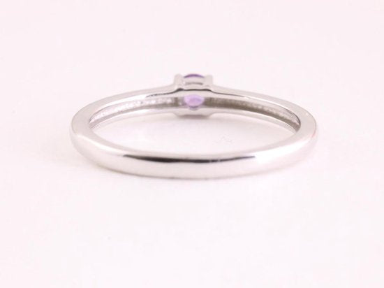 Fijne hoogglans zilveren ring met amethist afbeelding 3