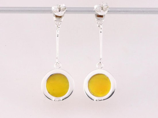 Lange zilveren oorstekers met goudkleurige schelp afbeelding 3