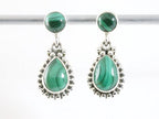 Bewerkte zilveren oorstekers met malachiet afbeelding 1