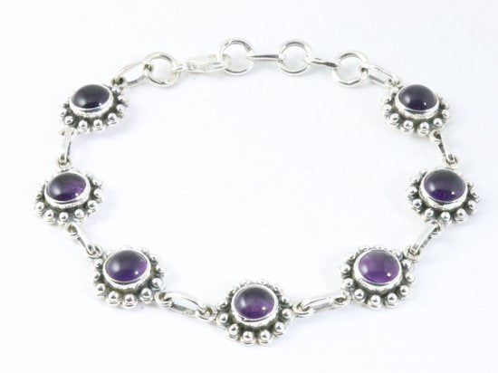 Bewerkte zilveren armband met amethist afbeelding 1