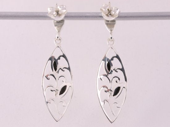 Opengewerkte zilveren oorstekers met blauwe turkoois afbeelding 3