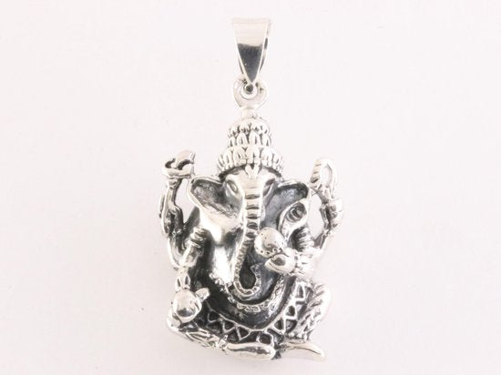 Zware zilveren Ganesha hanger afbeelding 5