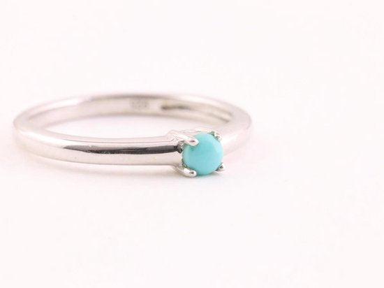 Fijne hoogglans zilveren ring met turkoois afbeelding 1