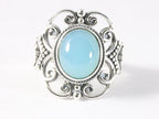 Opengewerkte zilveren ring met aqua chalcedoon afbeelding 4