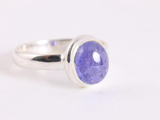 Hoogglans zilveren ring met tanzaniet afbeelding 1