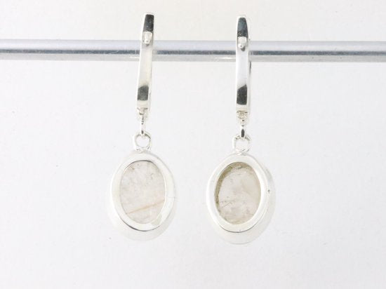 Hoogglans zilveren oorbellen met gouden rutielkwarts afbeelding 2