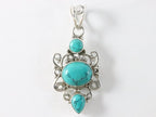 Opengewerkte zilveren hanger met turkoois afbeelding 4
