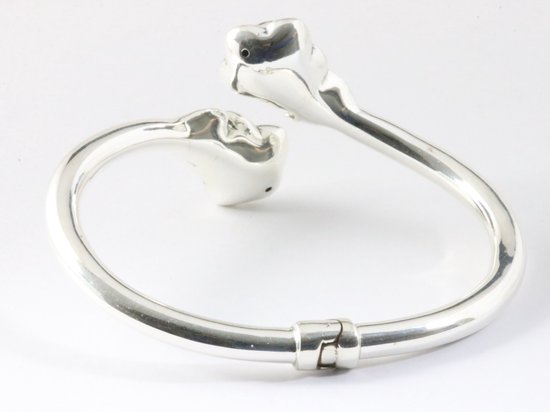 Hoogglans zilveren klemarmband met rozen afbeelding 3