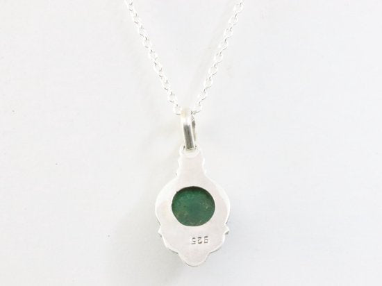 Fijne bewerkte zilveren hanger met jade aan ketting afbeelding 3