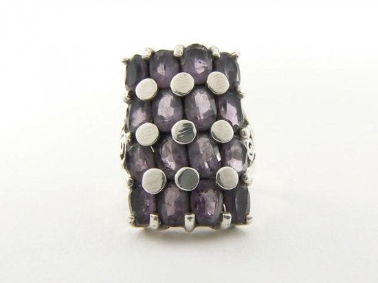 Rechthoekige zilveren ring met amethist afbeelding 6