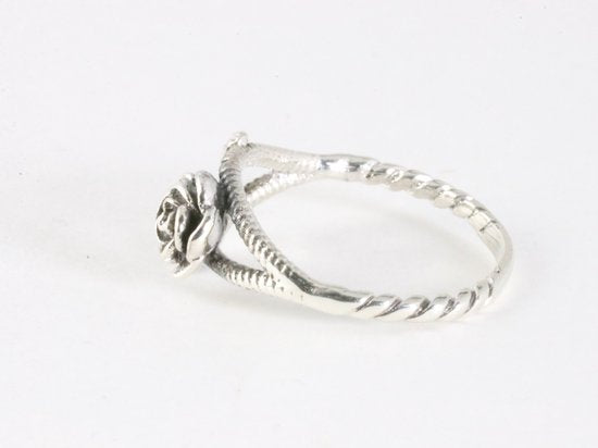 Fijne zilveren ring met roos - maat 19.5 afbeelding 2