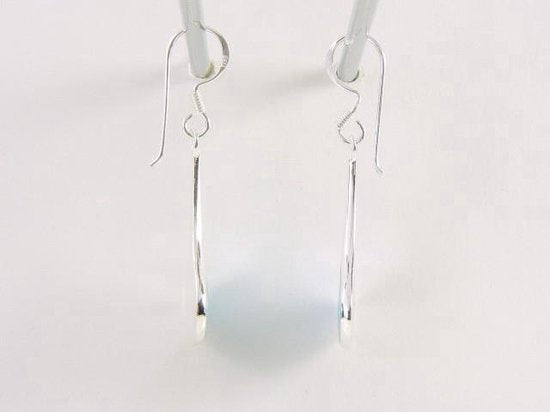 Grote zilveren druppelvormige oorbellen met blauwe turkoois afbeelding 4