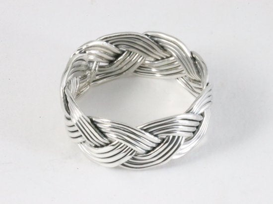 Brede gevlochten zilveren ring afbeelding 2