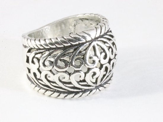 Brede opengewerkte zilveren ring afbeelding 1