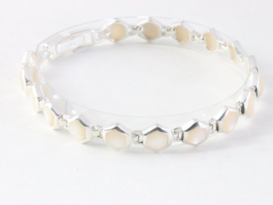 Zilveren armband met parelmoer afbeelding 2