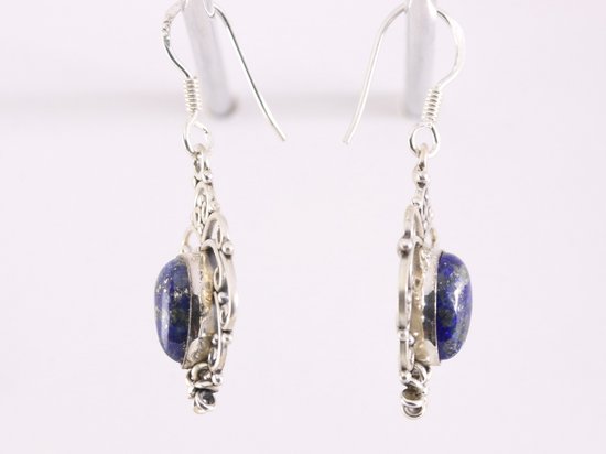 Opengewerkte zilveren oorbellen met lapis lazuli afbeelding 2