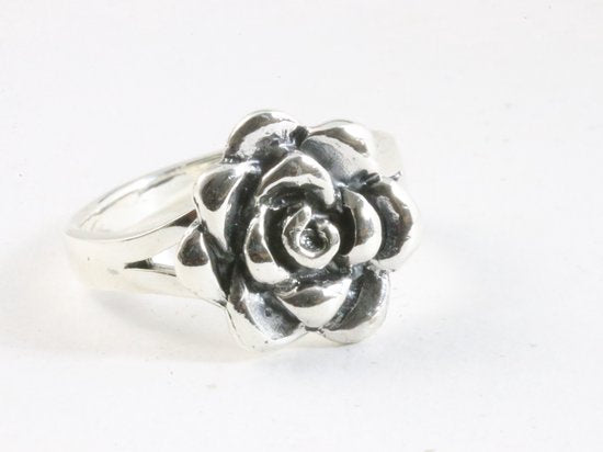 Zilveren ring met roos afbeelding 1