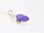 Fijne hoogglans zilveren hanger met paarse agaat aan ketting afbeelding 2