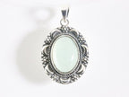 Bewerkte zilveren hanger met aqua chalcedoon afbeelding 4