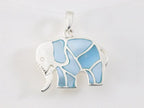 Zilveren olifant hanger met blauwe schelp afbeelding 4