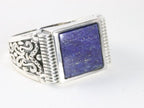 Zware bewerkte zilveren ring met lapis lazuli afbeelding 1