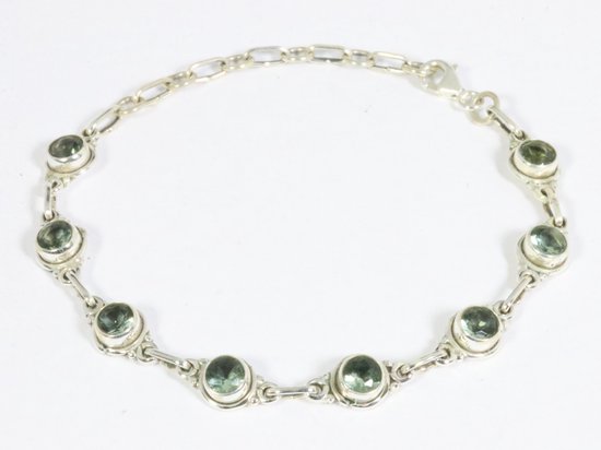 Fijne zilveren armband met groene amethist afbeelding 1