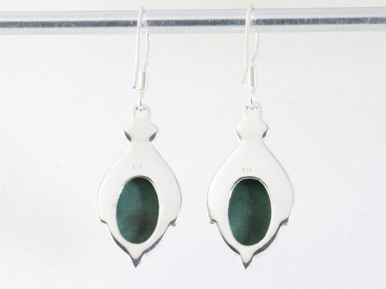 Bewerkte zilveren oorbellen met malachiet afbeelding 3