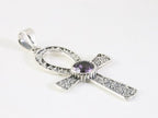 Bewerkte zilveren ankh hanger met amethist afbeelding 2