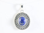 Bewerkte ovale zilveren hanger met lapis lazuli afbeelding 3