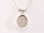 Ovale zilveren hanger met flint agaat aan zware snake ketting afbeelding 3