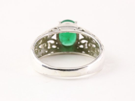Opengewerkte zilveren ring met groene onyx afbeelding 3