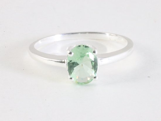 Fijne hoogglans zilveren ring met groene amethist afbeelding 4