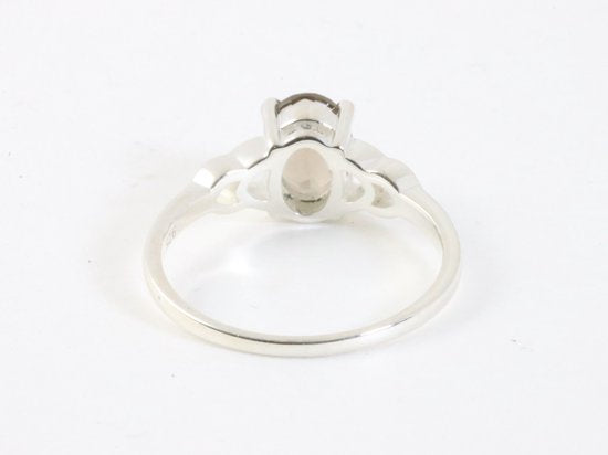 Fijne hoogglans ziveren ring met rookkwarts afbeelding 3