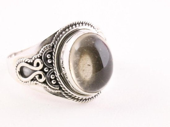 Bewerkte zilveren ring met rookkwarts afbeelding 1