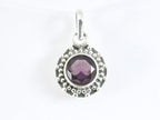 Fijne bewerkte ronde zilveren hanger met amethist afbeelding 4